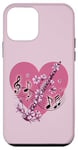 Coque pour iPhone 12 mini J'aime la clarinette en cœur avec notes de clarinette