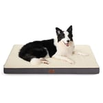 Bedsure Extra Large Dog Bed Washable - Orthopedic Dog Pillow and Mattress Mat for Dog Crate with Removable Plush Sherpa Cover, White, 104x74x9cm