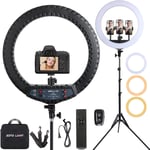 21 Pouces LED Ring Light avec Trépied, 2900-6000K LED Anneau Lumineux Réglable, Lampe Annulaire pour Telephone Youtube TikTok Maquillage Vidéo Tournage Bluetooth, CRI>97