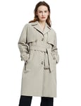 Orolay Trench long boutonnage pour femme - Coupe ajustée - Avec ceinture, beige, L