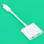 2‑in‑1 USB C To 3.5mm Headphone Adapter Type‑C To AUX Jack With USB C PD 60W Hot