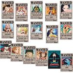 One Piece Wanted Posters 28,5 cm × 19,5 cm, ny utgåva, Luffy 1,5 miljarder, set med 16 st