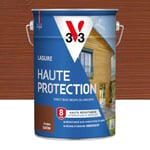 V33 Lasure Bois extérieur Acajou satin - Haute Protection 8 ans - Haute résistance hydrofuge et anti-UV - Résiste aux variations du bois - Ecolabel, résine d'origine végétale - 5L