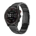 För Garmin Fenix 7 Sapphire Solar 22mm Tortoise Shell i rostfritt stål watch Black