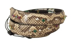 DOLCE & GABBANA Shoulder Strap Beige Exotic Leather Crystals Reversible 1200usd