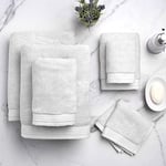 Welhome Madison Grey Towel Set | 6 Pieces | Softer & Lofter Wash After Wash | 2 Bath Towels - 2 Hand Towels - 2 Washcloths | Lightweight Quick Dry | Highly Absorbent | Durable & Sustainable | Silver