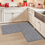 COSY HOMEER Tapis de Cuisine 2 Pièces, Antidérapant, Absorbants et Résistants à la Saleté, Lavables en Machine, Tapis Cuisine Devant Évier, pour Cuisine et Entrée (51x76 cm + 51x122 cm, Gris Foncé)