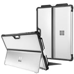 FINTIE Hard Case Compatible with Microsoft Surface Pro 7 Plus/Pro 7 / Pro 6 / Pro 5 / Pro LTE - Shockproof Folio Protective Rugged Cover Fit Type Cover Keyboard and Original Kickstand, Frost Clear