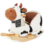 BIECO Peluche Animal à Bascule Ferme de Vache | Cheval a Bascule Bebe 1 an | Cheval à Bascule Animal a Bascule Bebe Animaux a Bascule Enfant Cheval Bascule Bois Grand Cheval à Bascule Monter