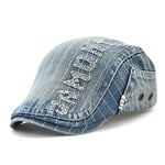 ZYM Casquette de cowboy plate vintage en tissu denim décontracté casquette à visière pour homme et femme chapeau jean tendance rétro comme sur la photo