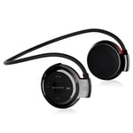 MP3-spelare Bluetooth-hörlurar, Trådlösa Sportheadset MP3-spelare med FM-radio, Stereo-hörlurar TF-kort MP3 Max till 32 GB black