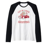 Get In Loser We're Going Shopping Santa Christmas Xmas Raglan Baseball Tee