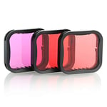 SOONSUN Lot de 3 filtres de plongée pour GoPro Hero 5 6 7 Noir Super Suit - Filtre Rouge, Rouge Clair et Magenta - Améliore Les Couleurs pour diverses conditions de vidéo et de Photographie