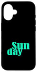 Coque pour iPhone 16 Bleu sarcelle Aqua Sunday Days Of The Week