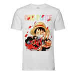 T-Shirt Homme Col Rond Luffy Chapeau De Paille Romantique Manga One Piece