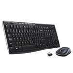 Logitech MK270 Wireless Keyboard and Mouse Combo for Windows, AZERTY Belgian Layout - Black