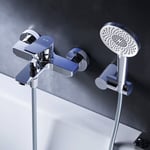 Mitigeur mécanique de baignoire avec douchette et support Robinet Salle de Bain Chromé, FXA15000 AM.PM X-Joy