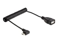 Delock - Usb-Kabel - Usb (Hun) Til Micro-Usb Type B (Han) - Usb 2.0 Otg - 50 Cm - 90° Stikforbindelse, Snoet