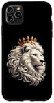 Coque pour iPhone 11 Pro Max lion blanc portant une couronne dorée