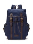 Ralph Lauren Leather Trim Canvas Backpack, Navy/Dark Brown