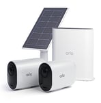 Arlo 2 Caméras de Surveillance Ultra 2 XL + Panneau Solaire, WiFi, sans Fil, Vidéo 4k HDR, Batterie 12 Mois, Champ de Vision 180°, Détection Automatique, Sirène intégrée, Inclus 90 Jours Secure