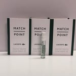 3x Lacoste Match Point Eau De Toilette Pour Homme 1.2ml Sample