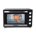 Geepas 48L Mini Oven and Grill – 2000W Electric Oven with Rotisserie & 60 Minute Timer - 4 Selector for Baking Roasting & Grilling – Switch for Rotisserie Control, Double Glass Door – 2 Years Warranty