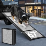 170x50cm Rampe de Voiture pour Chiens, Escalier pour Chiens Portable et Stable avec Surface Antidérapante, Rampe pour Chiens de Taille Moyenne et Grande pour Voitures Camions, Noir + Gris