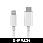 USB-C till Lightning Kabel iPhone Snabb Laddare 2M Vit 5-Pack