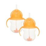 Munchkin Click Lock Tip & Sip Straw Cup Set | Baby Toddler Sippy Cups with Straw | BPA Free | Leakproof Cup | Dishwasher Safe | Baby Cup Weighted Straw |Baby Bottles -7oz/207ml| 2 Pack | Orange