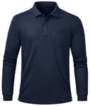 Tyhengta Golf Polo Tops for Men Long Sleeve Polo Shirt Breathable Sport Polo T-Shirt Outdoor Hiking Fishing Polo Shirt Navy Blue,M