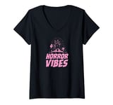 Womens Horror Vibes Retro Vintage Style Spooky Zombie Ghost Movie V-Neck T-Shirt