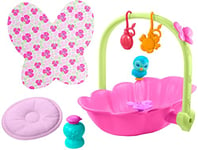 My Garden Baby coffret Nénuphar 2-en-1, couffin-baignoire et 7 accessoires pour poupon bébé papillon, jouet pour enfant dès 2 ans, HBH46