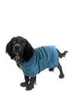 Mountain Paws Peignoir de séchage pour Chien en Microfibre Super Absorbant pour Chien ou Chiot avec col/Capuche réglable et Sangle Ventrale, Super Doux, séchage Rapide, Bleu