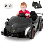 GOPLUS Lamborghini Voiture Electrique Enfants 12V, Voiture Electrique Enfants 1 Place avec Télécommande Parentale 2,4 G, Ports AUX et USB, Multimédia, pour Enfant 3-8 Ans,Charge 30KG (Noir)