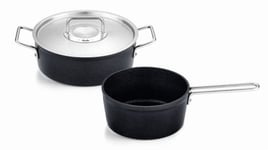 Fissler Adamant Jeu De Sautoir/Casserole En Aluminium À Revêtement Anti-adhésif, 2 Pièces Dont 1 Avec Couvercle Métallique (1 Sautoir, 1 Casserole À Queue), Compatible Induction