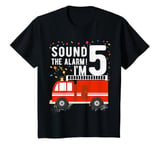 Youth Fire Truck 5th Birthday Boy 5 Year Old Firefighter T-Shirt