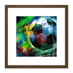 Back of the Net Football Soccer Score Goal Abstract Sport Painting Square Wooden Framed Wall Art Print Picture 8X8 Inch