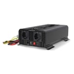 Nedis Power Inverter Pure Sine Wave | Inngangsspenning: 24 V DC | Enhetens strømuttak: Type F (CEE 7/3) / USB-A / USB-C™ | 230 V AC 50 Hz | 1000 W | Topp effekt: 2000 W | Skru Terminal | Pure Sine Wave | Sikring | Sort