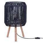 Paco Home Lampe À Poser Lampe De Chevet Lampe De Bureau Table Appoint Lampe Lecture Abat-Jour Déco Boho Osier E27, Type de lampe:Type 5, Couleur:Noir