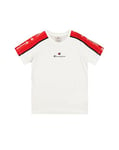 Champion Legacy Retro Sport B (306859) - Taped SS Crewneck T-Shirt, White (WHT/CRD/NNY), 7-8 years (S) Boys FW24