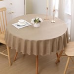 Homaxy Nappe de Table Aspect Lin Nappe Ronde 140 cm Nappe Exterieur Imperméable Anti-tâche Protection de Table pour Salle à Mangerr,Jardin - Marron Clair