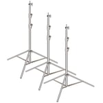 Neewer 3-pack Stainless Steel Light Stand with 1/4-inch to 3/8-inch Universal Adapter 39-102 inches/99-260 centimeters Foldable Support Stand for Studio Softbox,Umbrella,Strobe Light,Reflector,etc