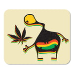 Colorful 420 Cute Monster with Marijuana Leaf on Grunge Yellow Green Alien Big Home School Game Player Computer Worker MouseMat Mouse Padch