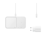 Samsung Wireless Charger Duo med Strømadapter, 15W - Hvit