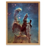 Hubble Space Telescope Image WFC3/UVIS M16 Blue Haze 2014 The Pillars Of Creation Eagle Nebula Silhouettes Of Stars Dust And Gas Art Print Framed Post