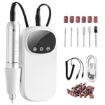 VEVOR Lime à ongles électrique rechargeable, outil pour manucure, pédicure, vernis à sculpter ongles, 35000 tr/min, ponceuse à ongles portable sans fil, avec écran LCD, 6 embouts, 50 bandes de ponçage