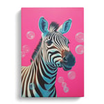 Zebra Bubble Gum Painting Canvas Print for Living Room Bedroom Home Office Décor, Wall Art Picture Ready to Hang, 30x20 Inch (76x50 cm)