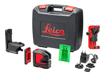 Leica Lino L2P5G – laser croix et point avec batterie Li-ion, chargeur, adaptateur magnétique innovant et support mural, en coffret (laser vert, portée : 35 m)