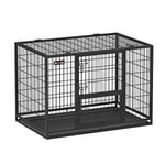 Feandrea Cage pour Chien Lourd, Caisse pour Chien, 107 x 70 x 75 cm, pour Chiens Moyens et Grands, Anti-évasion, Double Porte Amovible, Parc pour Chien, XL, Noir PPD001B01